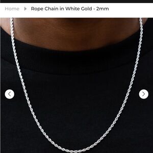 22 inch white gold plated GLD rope chain - 2mm chain- never worn brand new